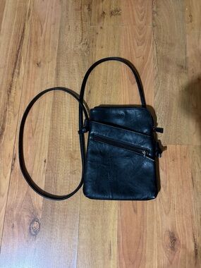 S-Q Black Vegan Leather Crossbody Bag
